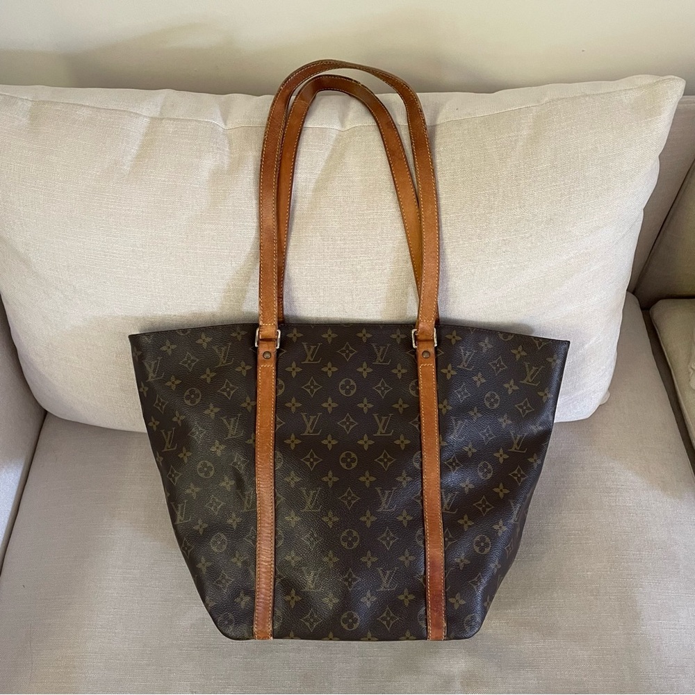 Authentic Louis Vuitton Monogram Sac Shopping Tote Shoulder Bag NO0947
